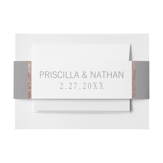 Eenvoudig Roos Gold Lijst Slate Grey Wedding Uitnodigingen Wikkel (Voorkant Voorbeeld)