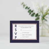 Eenvoudig Roos Gold Lined Navy Blue RSVP Briefkaar Uitnodiging Briefkaart (Staand voorkant)