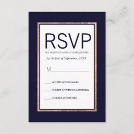 Eenvoudig Roos Gold Lined Navy Blue RSVP-kaarten RSVP Kaartje