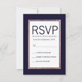 Eenvoudig Roos Gold Lined Navy Blue RSVP-kaarten RSVP Kaartje (Voorkant)