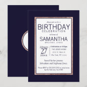 Eenvoudig Roos Gold Lined Navy Blue Verjaardagsfee Kaart (Voorkant / Achterkant)