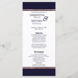 Eenvoudig Roos Gold Lined Navy Blue Wedding Progra Programmakaart