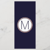 Eenvoudig Roos Gold Lined Navy Blue Wedding Progra Programmakaart (Achterkant)