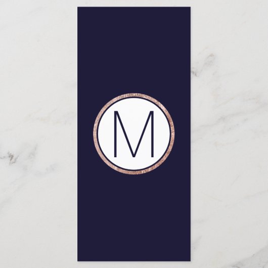 Eenvoudig Roos Gold Lined Navy Blue Wedding Progra Programmakaart (Achterkant)