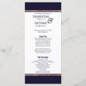 Eenvoudig Roos Gold Lined Navy Blue Wedding Progra Programmakaart (Voorkant)