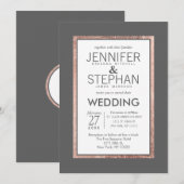 Eenvoudig Roos Gold Lined Slate Grey bruiloft Kaart (Voorkant / Achterkant)