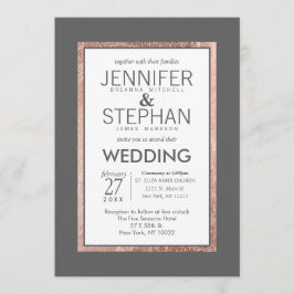 Eenvoudig Roos Gold Lined Slate Grey bruiloft Kaart