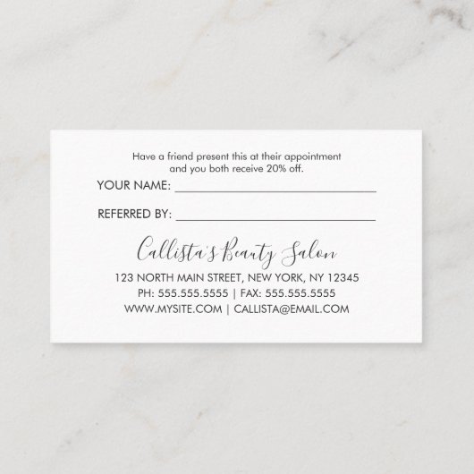 Eenvoudig Roos Gold Modern Typografie Black White Aanbevelingskaartje (Achterkant)