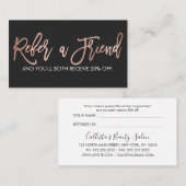 Eenvoudig Roos Gold Modern Typografie Black White Aanbevelingskaartje (Voorkant / Achterkant)