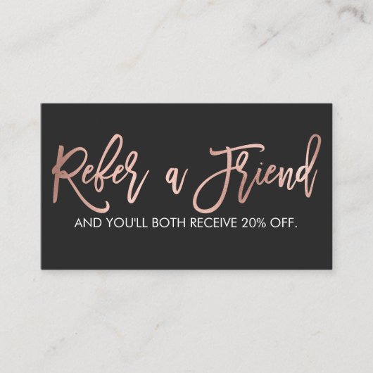 Eenvoudig Roos Gold Modern Typografie Black White Aanbevelingskaartje (Voorkant)