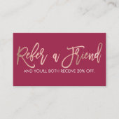 Eenvoudig Roos Gold Modern Typografie Donkerroze Aanbevelingskaartje (Voorkant)