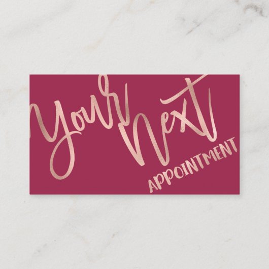 Eenvoudig Roos Gold Modern Typografie Donkerroze Afsprakenkaartje (Voorkant)
