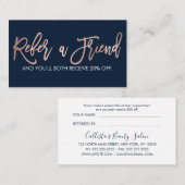 Eenvoudig Roos Gold Modern Typografie Navy Blue Aanbevelingskaartje (Voorkant / Achterkant)