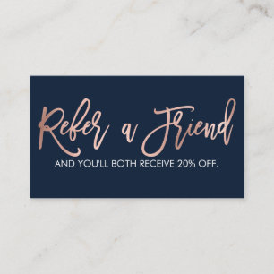 Eenvoudig Roos Gold Modern Typografie Navy Blue Aanbevelingskaartje