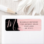 Eenvoudig Roos Gold Paint Monogram Business Black Etiket (Insitu)