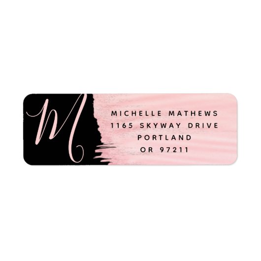 Eenvoudig Roos Gold Paint Monogram Business Black Etiket (Voorkant)