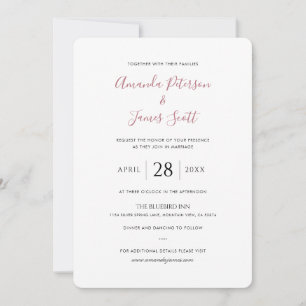 Eenvoudig Roos Gold Script Wedding Invitation Kaar