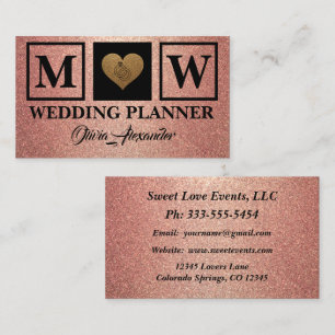 Eenvoudig Roos Gold Wedding Planner Visitekaartje