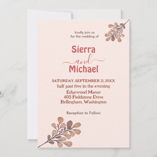 Eenvoudig Roos Gold Wildflower Weddenation Kaart (Voorkant)