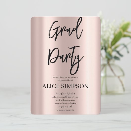 Eenvoudig roos goud Afstuderen Kaart (Staand voorkant)