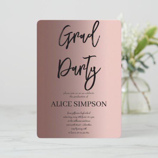 Eenvoudig roos goud Afstuderen Kaart (Staand voorkant)