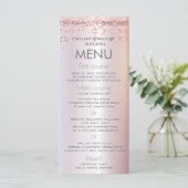 Eenvoudig roos goud confetti metallic elegant menu (Staand voorkant)