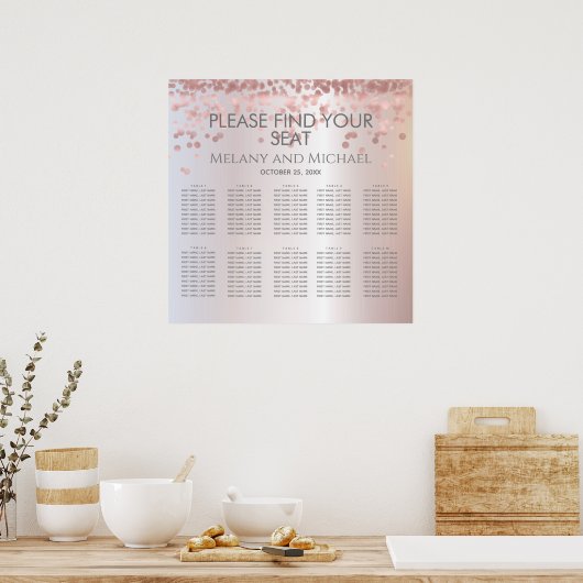 Eenvoudig roos goud confetti metallic elegant poster (Keuken)