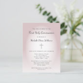 Eenvoudig Roos Goud Eerste Communie Elegant Uitnodiging Briefkaart (Staand voorkant)