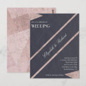 Eenvoudig Roos Goud Marmer Blauw Huwelijksuitnodig Briefkaart (Voorkant / Achterkant)