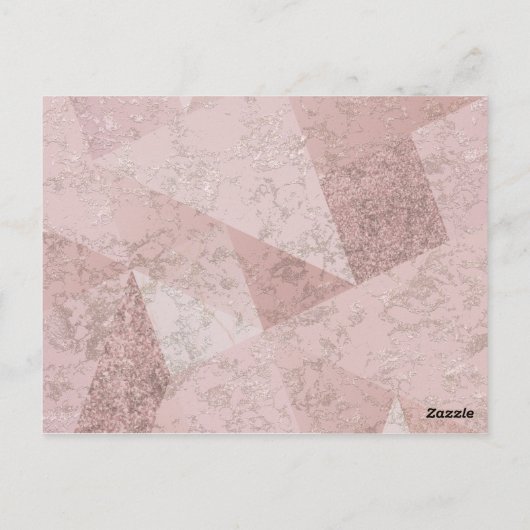 Eenvoudig Roos Goud Marmer Blauw Huwelijksuitnodig Briefkaart (Achterkant)