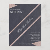 Eenvoudig Roos Goud Marmer Blauw Huwelijksuitnodig Briefkaart (Voorkant)