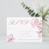 Eenvoudig Roos Goud Moderne Bloemen Huwelijk RSVP (Staand voorkant)