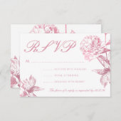 Eenvoudig Roos Goud Moderne Bloemen Huwelijk RSVP (Voorkant / Achterkant)