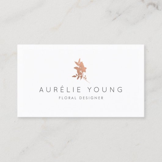 Eenvoudig Roos Gouden Bloemboeket Bloemontwerper Visitekaartje (Voorkant)