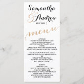 Eenvoudig roos gouden folie chique bruiloft menu (Voorkant)
