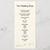 Eenvoudig roos gouden folie chique bruiloft progra programmakaart (Achterkant)