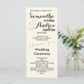 Eenvoudig roos gouden folie chique bruiloft progra programmakaart (Staand voorkant)