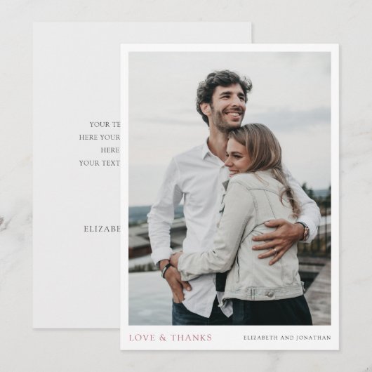 Eenvoudig Roos Gouden Foto Dank u bruiloft Kaart (Voorkant / Achterkant)