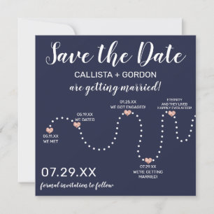 Eenvoudig Roos gouden marineblauw tijdlijnhuwelijk Save The Date