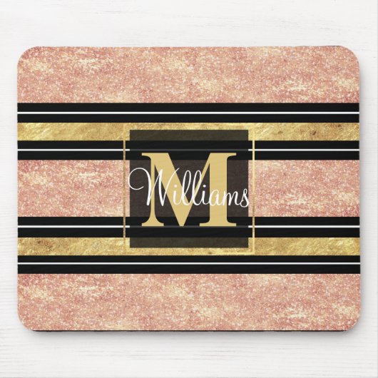 Eenvoudig roos gouden strepen patroon muismat (Voorkant)