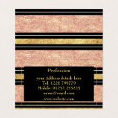 Eenvoudig roos gouden strepen patroon visitekaartje (Binnenkant ongevouwen)