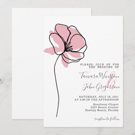 Eenvoudig Roos goudflens tekenlijn voor huwelijk I Kaart (Voorkant / Achterkant)