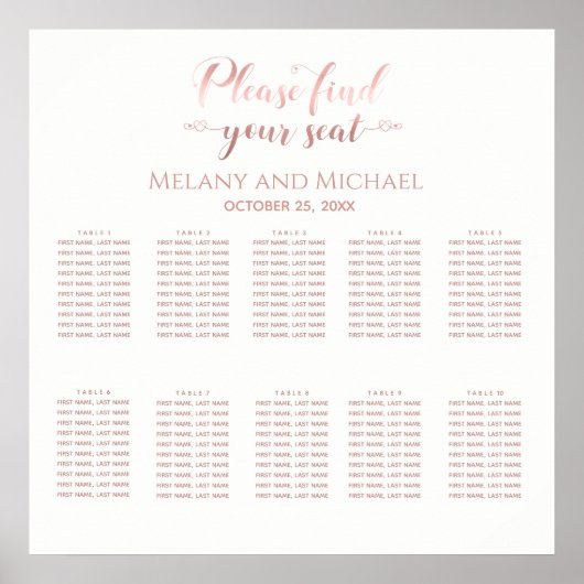 Eenvoudig roos goudkalligrafie hartsbruiloft poster (Voorkant)