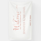 Eenvoudig roos goudkalligrafie hartsbruiloft spandoek (Verticaal)