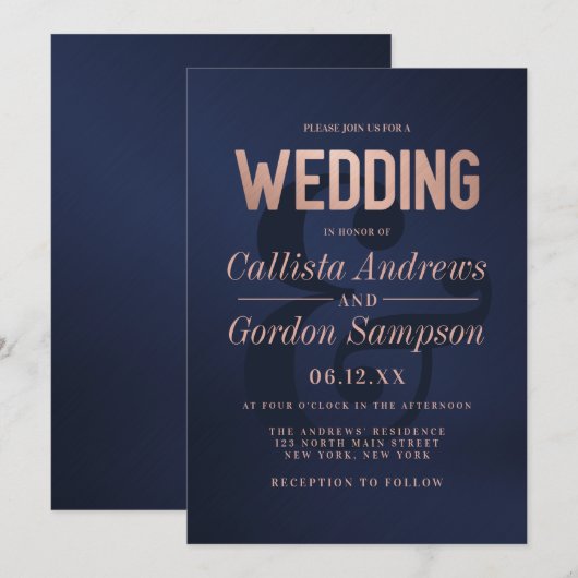 Eenvoudig Roos goudzeemacht, geborsteld metaal Kaart (Voorkant / Achterkant)