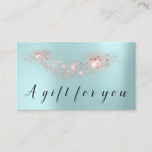 Eenvoudig Roos hart cadeau certificaat klein blauw (Voorkant)