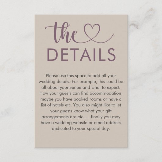 Eenvoudig Roos — Heart Weddenschap Informatiekaartje (Voorkant)