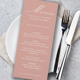 Eenvoudig Roos met kalligrafie - Gold Wedding Menu