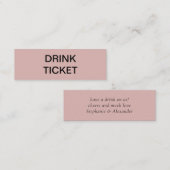 Eenvoudig Roos Pas getrouwd Wedding Drink Ticket (Voorkant / Achterkant)