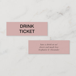 Eenvoudig Roos Pas getrouwd Wedding Drink Ticket